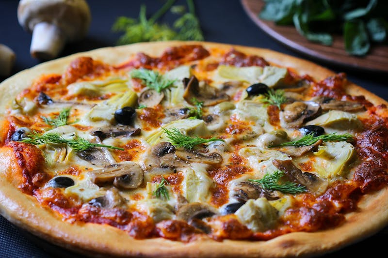 Veggie Garden pizza with colorful fresh vegetables